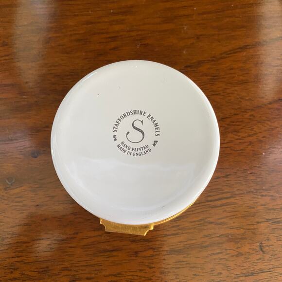 Staffordshire Enamels England God's Garden Floral Trinket Pill Box Vintage - Picture 11 of 14